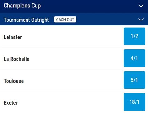 European Champions Cup Betting Odds .